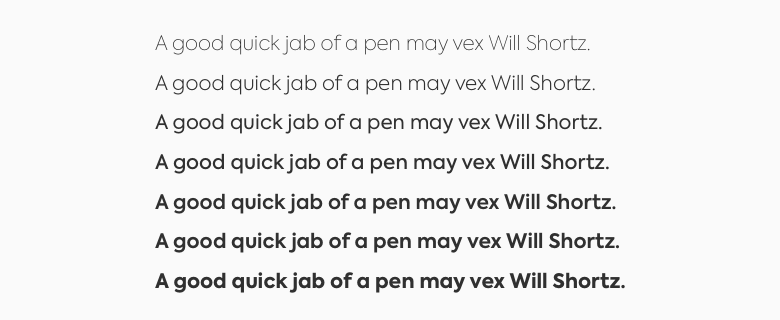 Different font weights available in the Axiforma family